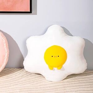 MINISO Sunny Side Up Egg Cloud Plush Pillow Cushion Yellow White